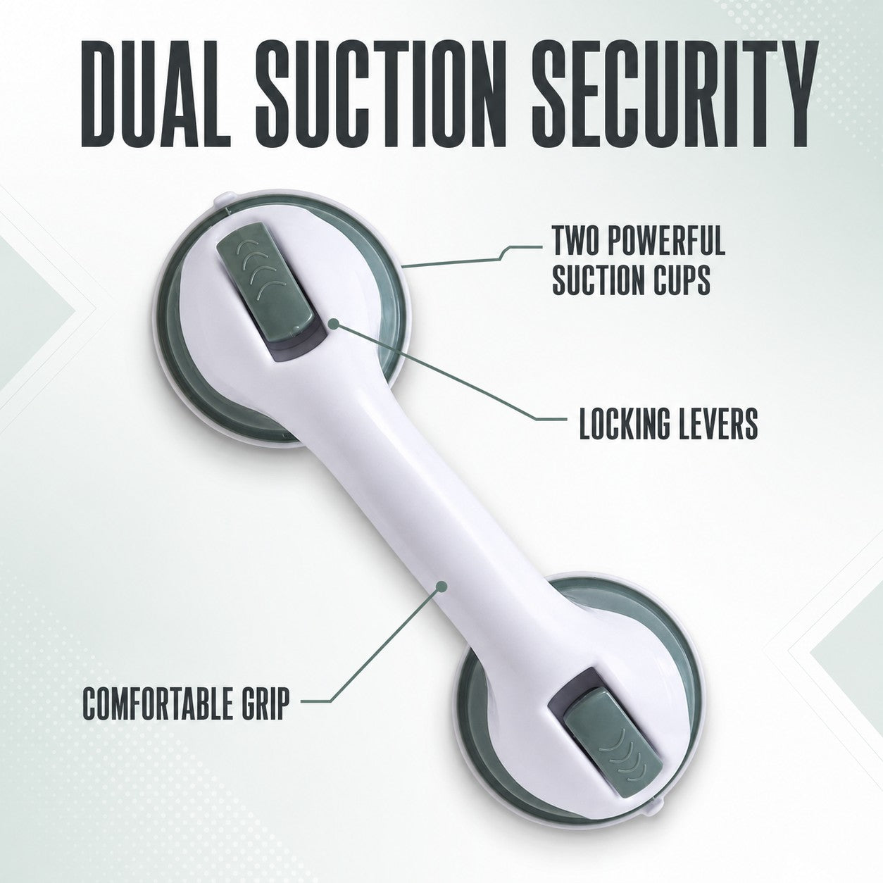 Dual suction security with two powerful cups and locking levers