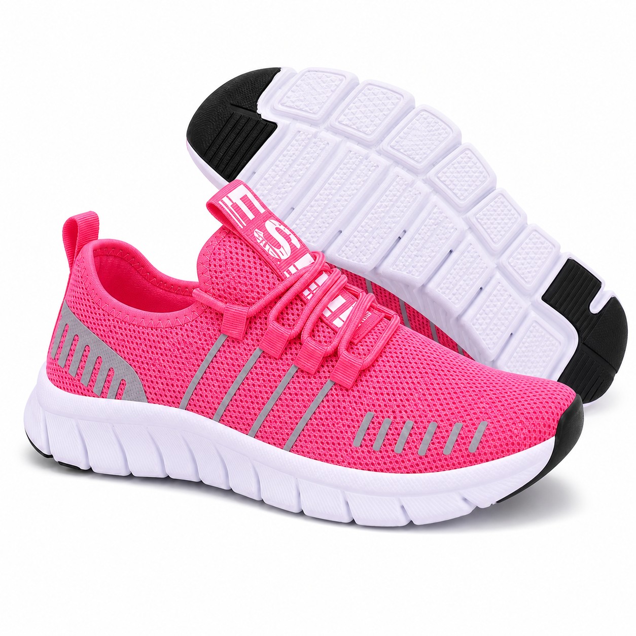 Stride Colorful Outdoor Walking Shoes For Women Colour Hot Pink Front Hero Pair Sole