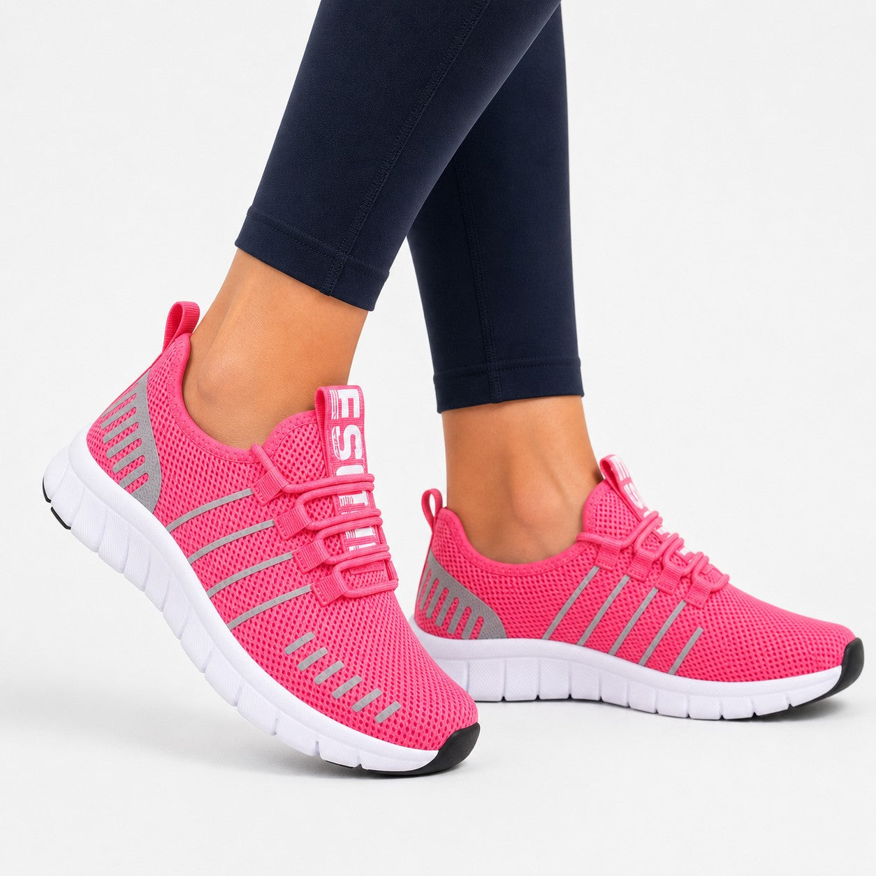 Stride Colorful Outdoor Walking Shoes For Women Colour Hot Pink Model Wearing