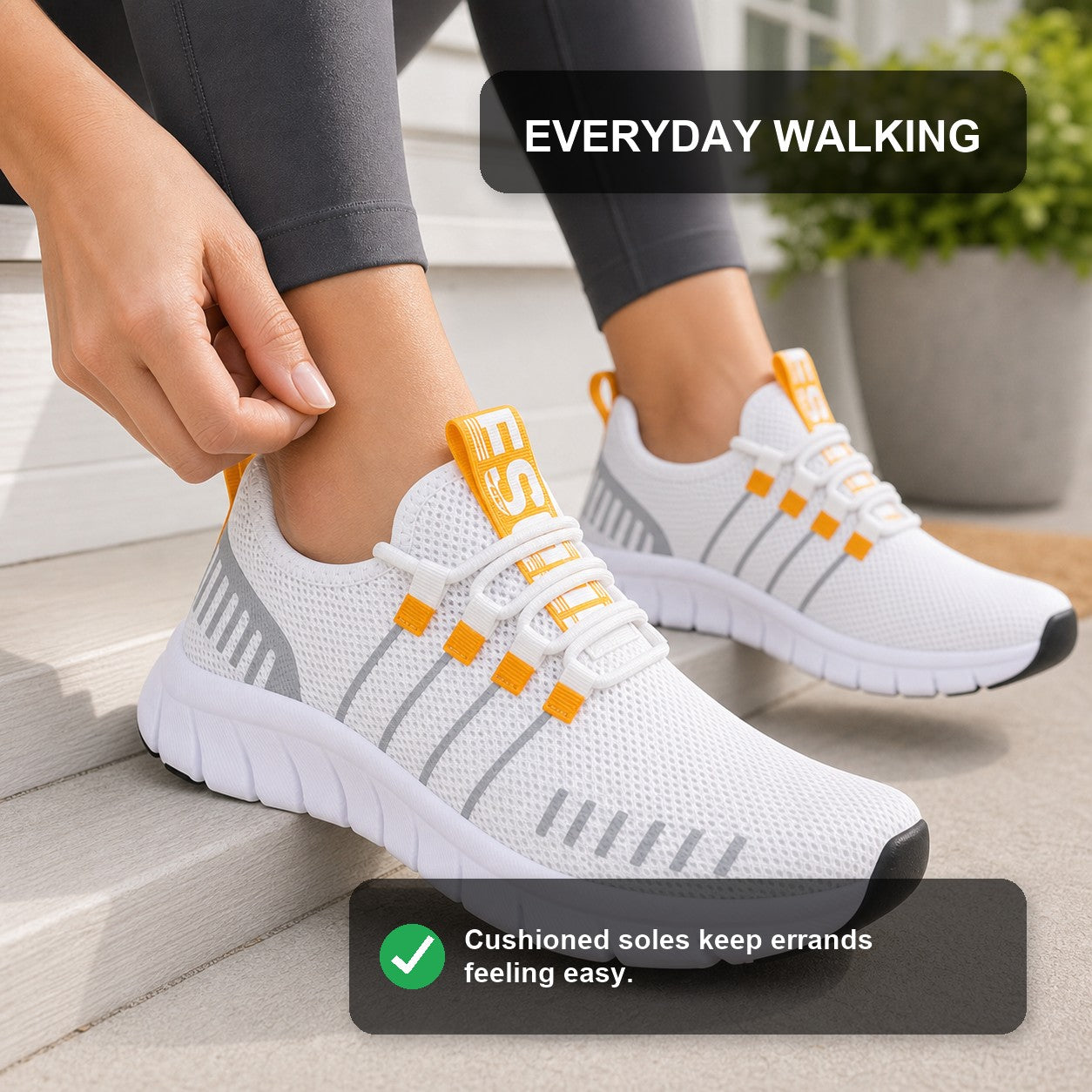 Stride Colorful Outdoor Walking Shoes For Women Colour White Orange Everyday Walking Feature
