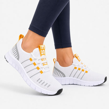 Stride Colorful Outdoor Walking Shoes For Women Colour White Orange Model Wearing
