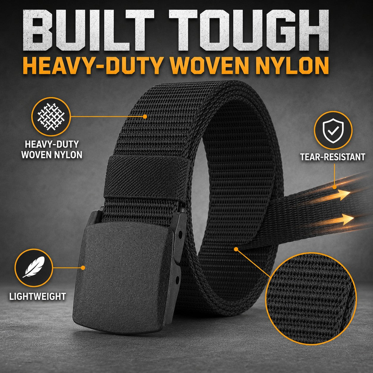 Built tough with heavy-duty tear-resistant woven nylon
