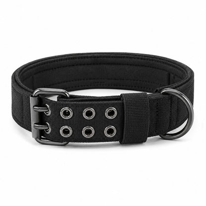 Tactical dog collar for medium and large dogs in black