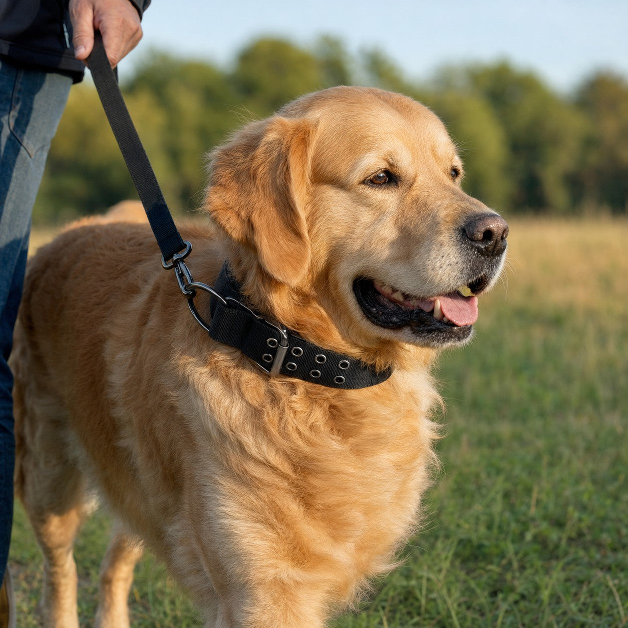 Golden retriever wearing the tactical dog collar