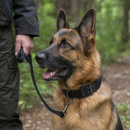 German shepherd wearing the tactical dog collar