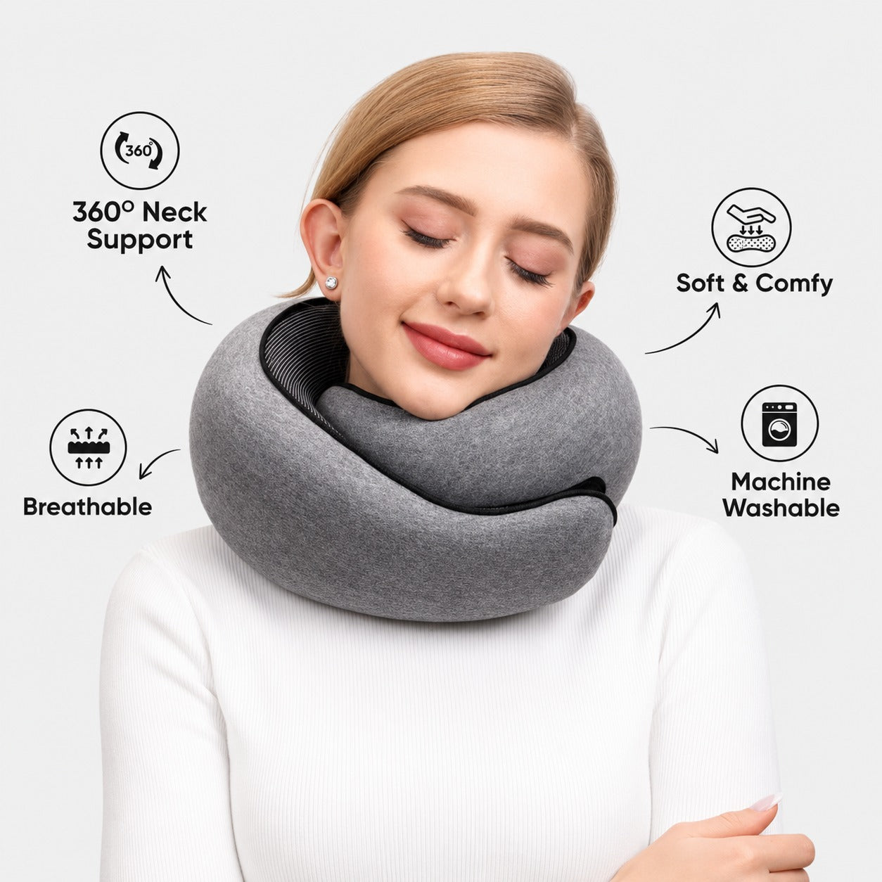 Travel Neck Pillow - Comfortable Full Neck Support