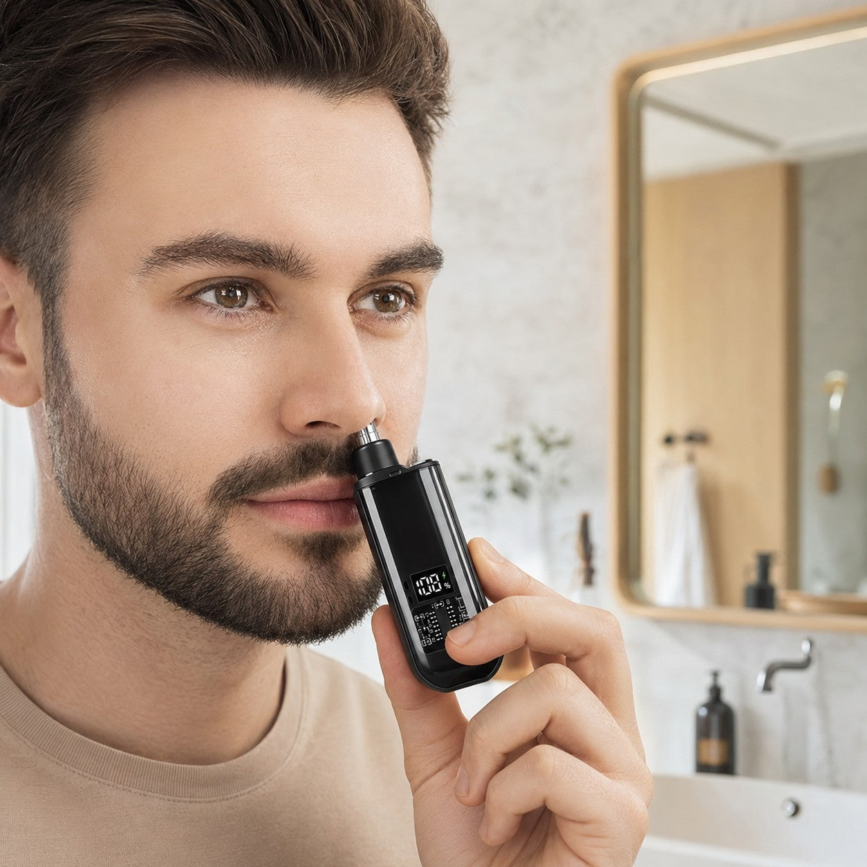 Man using the black TrimEase trimmer