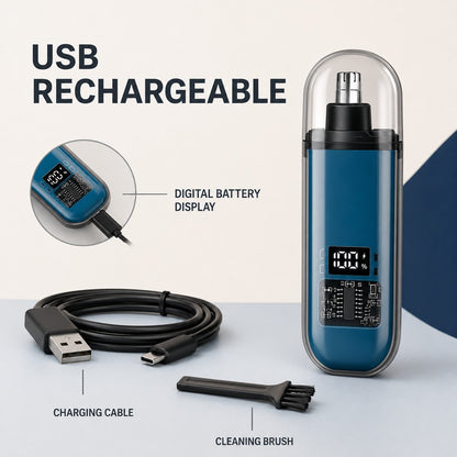 Blue trimmer USB rechargeable with accessories