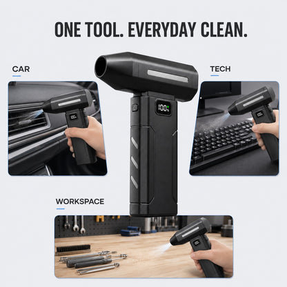 One tool for everyday cleaning: car, tech, workspace