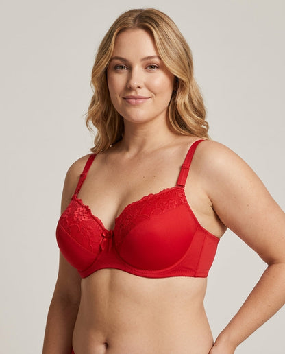 Valeria Lace Full Cup Bra Red Hero Front New Zealand model