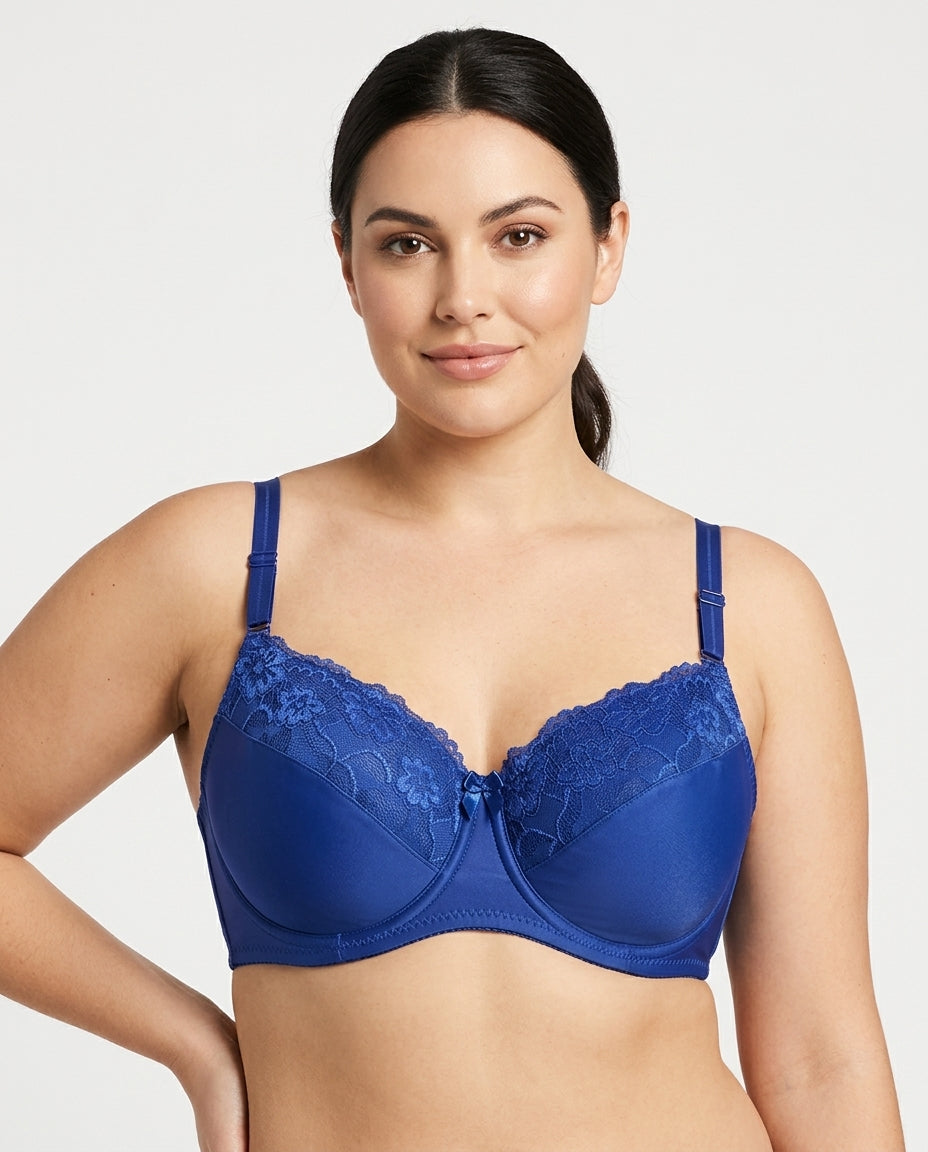 Valeria Lace Full Cup Bra Royal Blue Hero Front New Zealand model