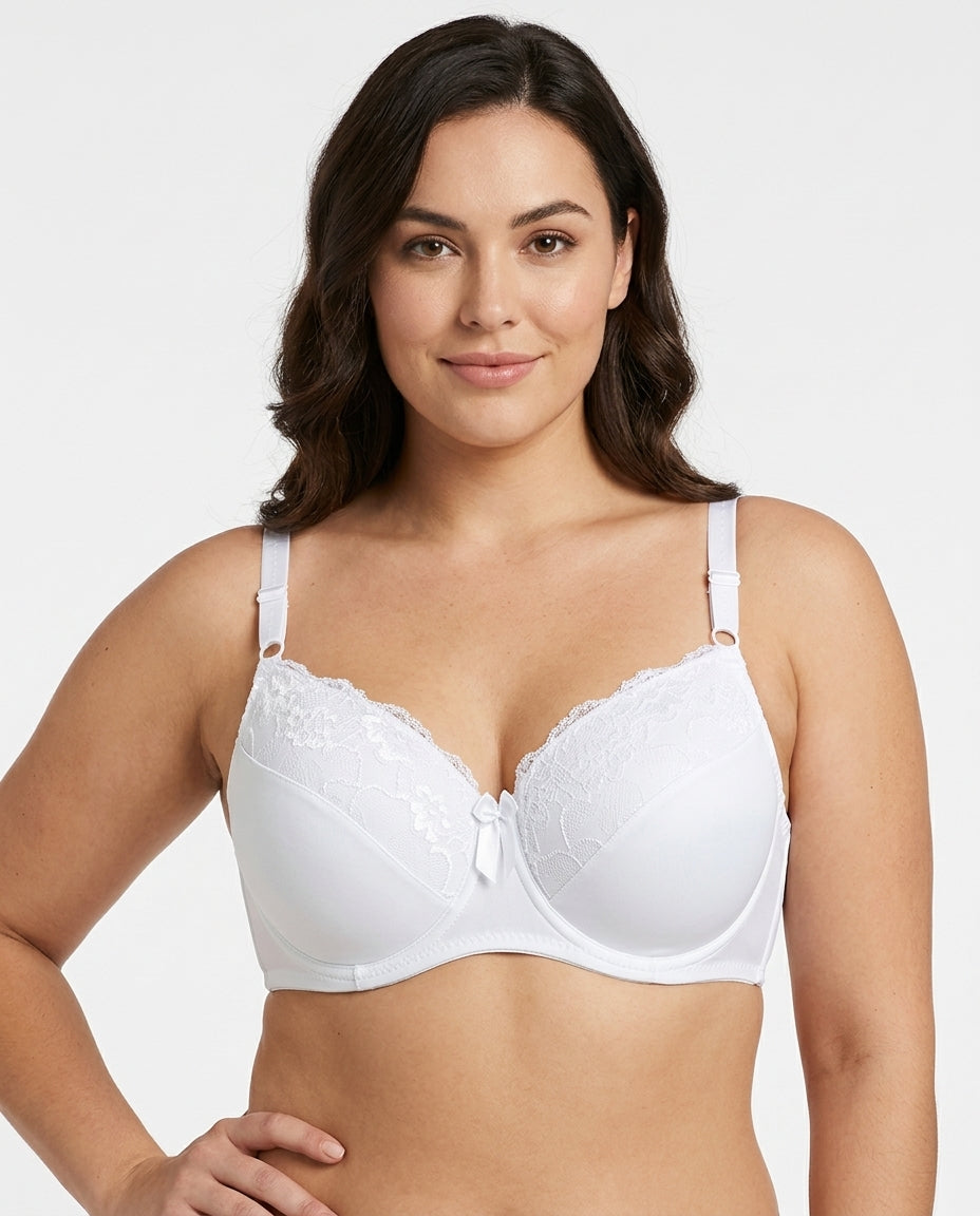Valeria Lace Full Cup Bra White Hero Front New Zealand model