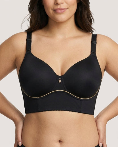 Vera Gathered Full Support Womens Bra Black Front Close Product Detail