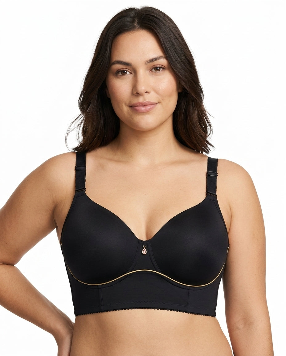 Vera Gathered Full Support Womens Bra Black Hero Front Model