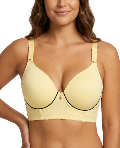Vera Gathered Full Support Womens Bra Pale Yellow Hero Front Model