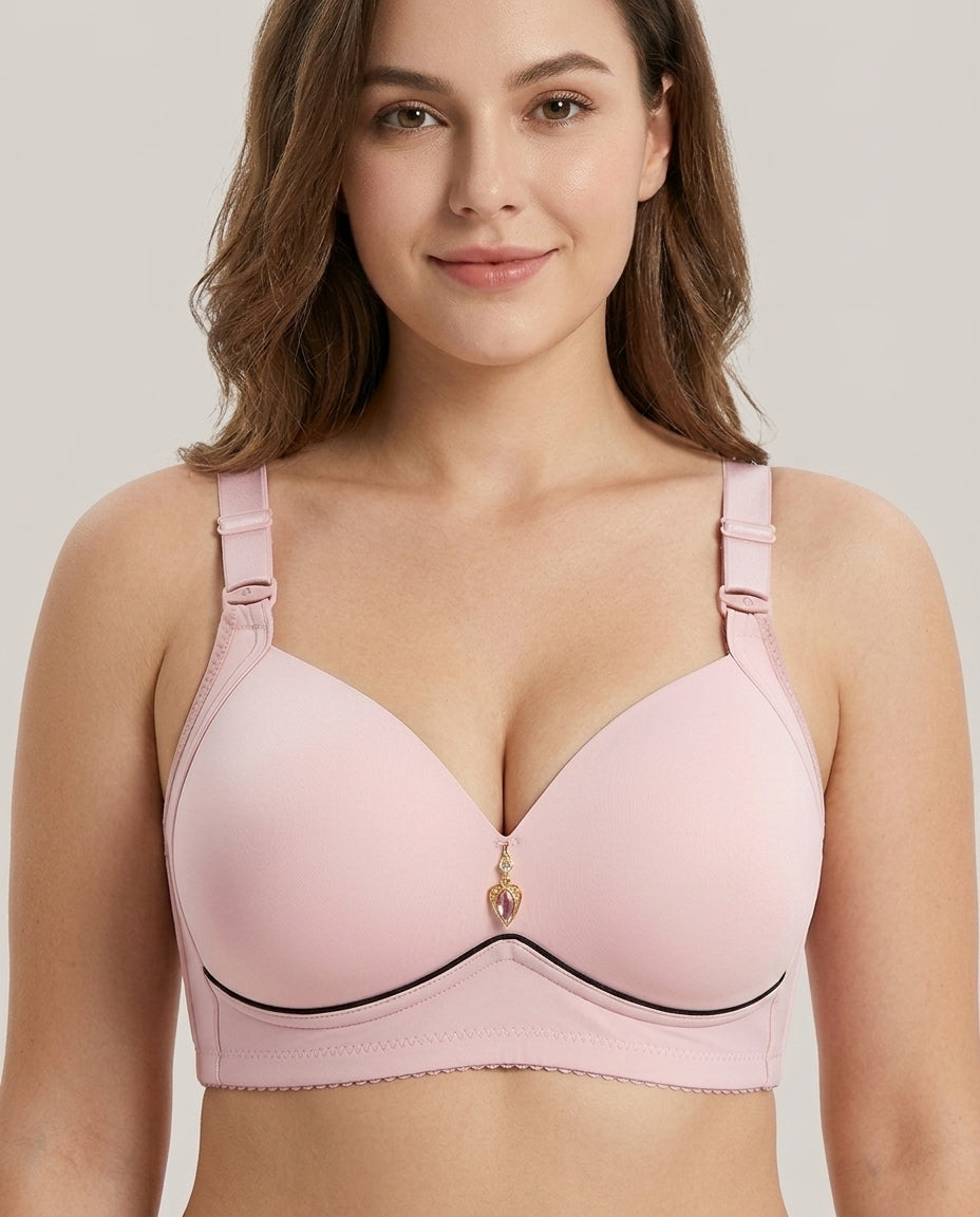 Vera Gathered Full Support Womens Bra Soft Pink Front Close Product Detail