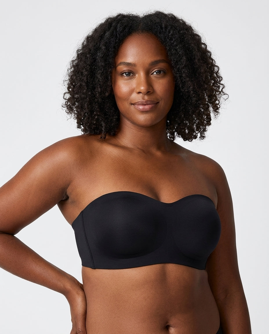 Vera Seamfree Strapless Bandeau Bra Black Model Front