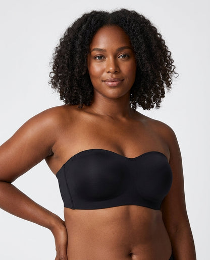 Vera Seamfree Strapless Bandeau Bra Black Model Front
