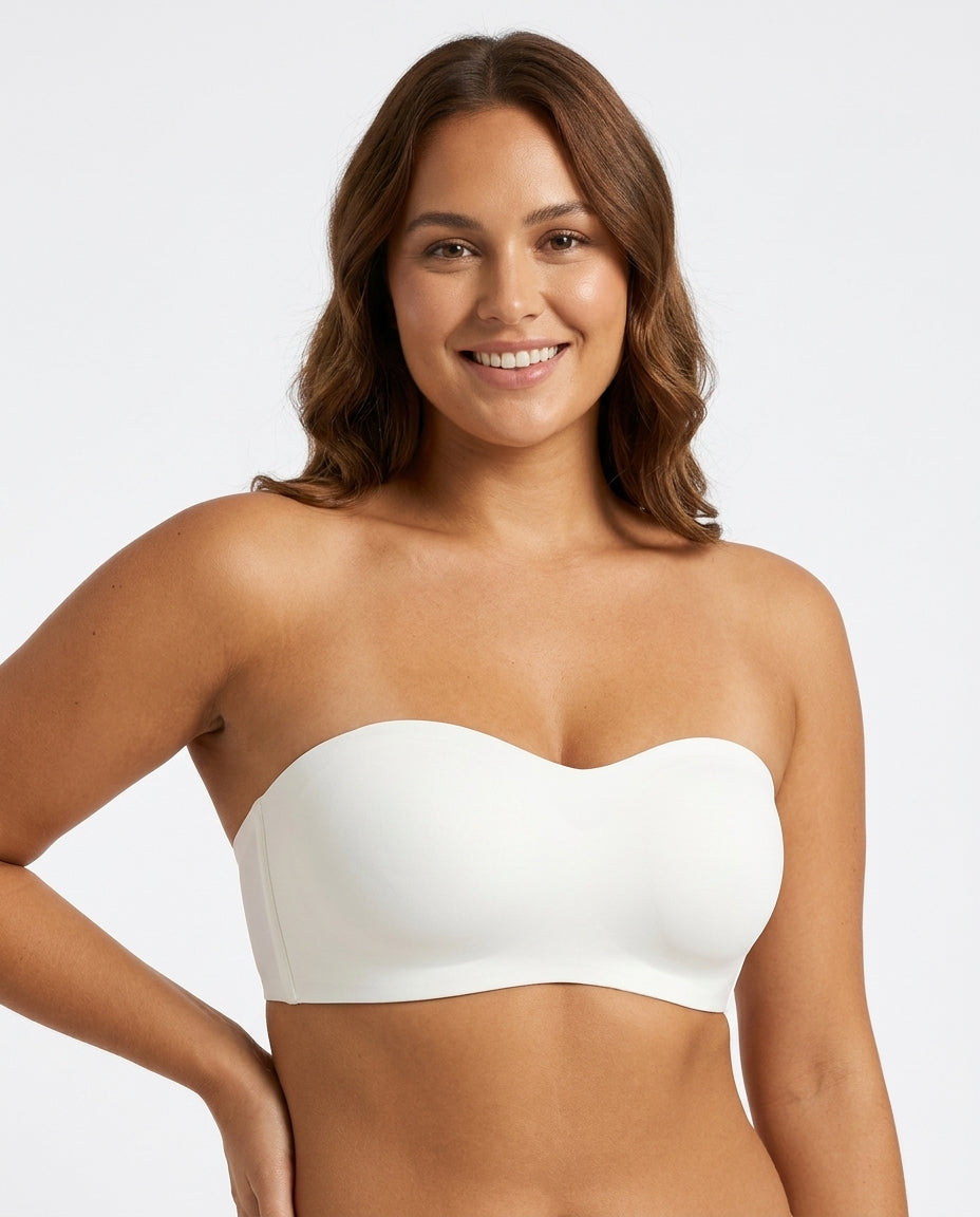Vera Seamfree Strapless Bandeau Bra Ivory Model Front