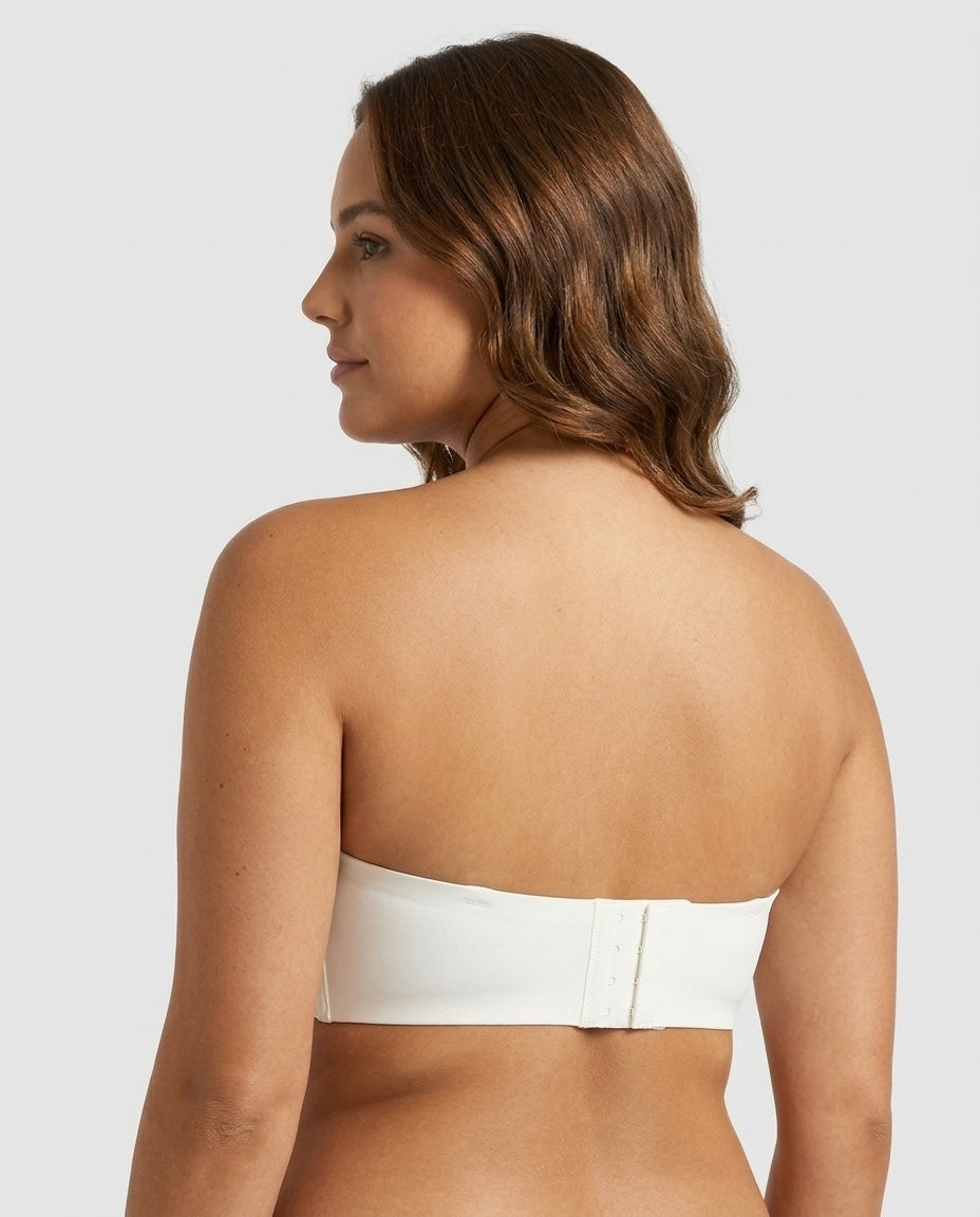 Vera Seamfree Strapless Bandeau Bra Ivory Side Back Hook Detail