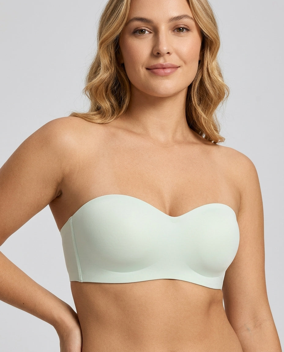 Vera Seamfree Strapless Bandeau Bra Mint Model Front