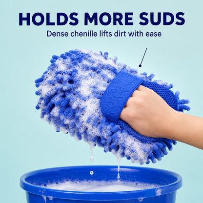 Holds more suds - dense chenille lifts dirt with ease