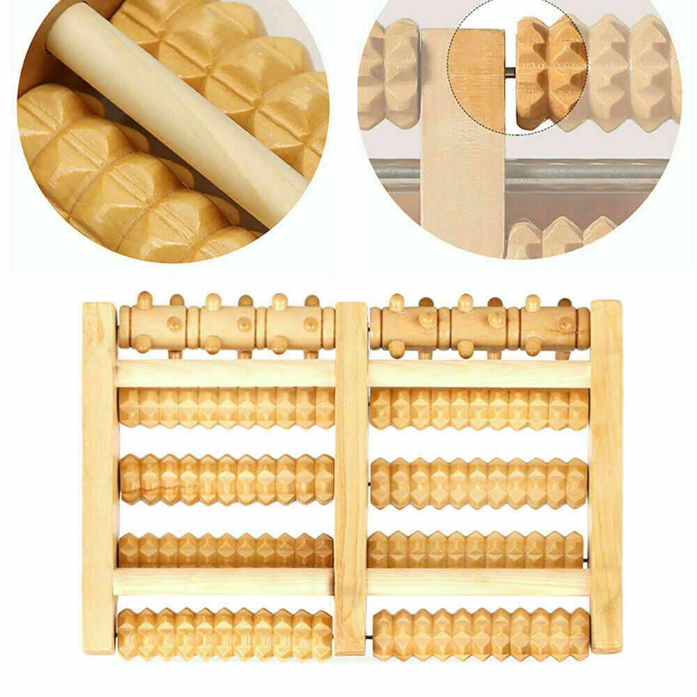 Wooden 5 Roller Foot Massager