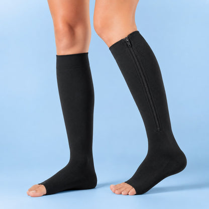 Black zipper compression socks for women